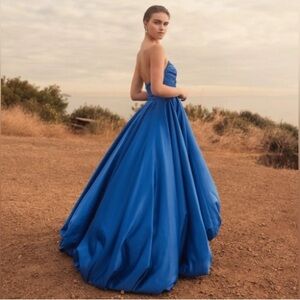 Mac Duggal Royal Blue Strapless Maxi Dress